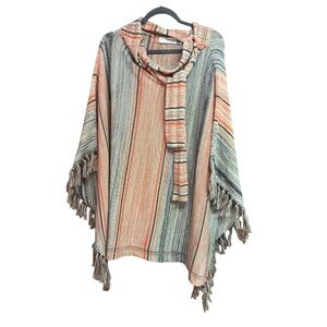 Anthropologie Sparrow Striped Colorful Poncho